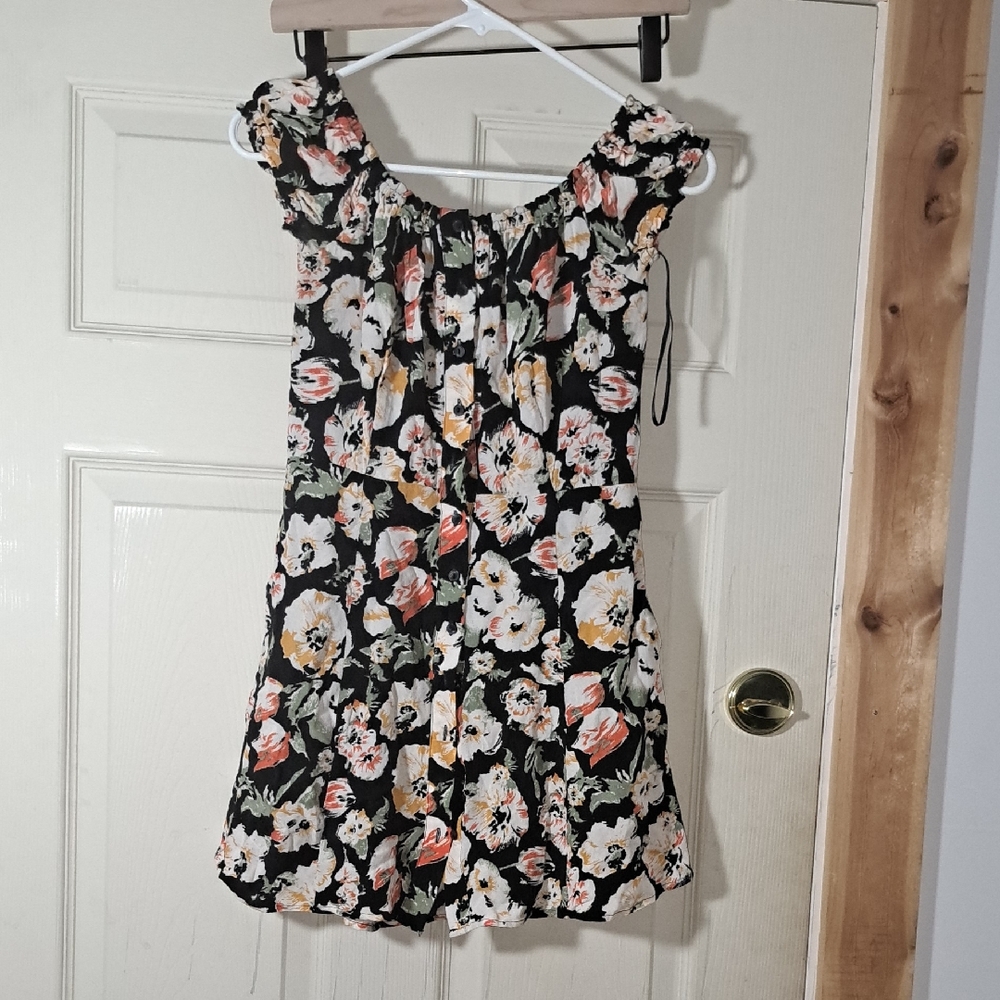 Free People Black Floral Mini Dress